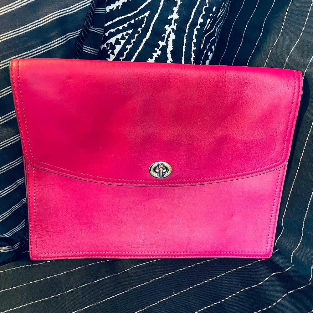 Coach - Fuchsia Pink Leather Clutch/iPad Sleeve